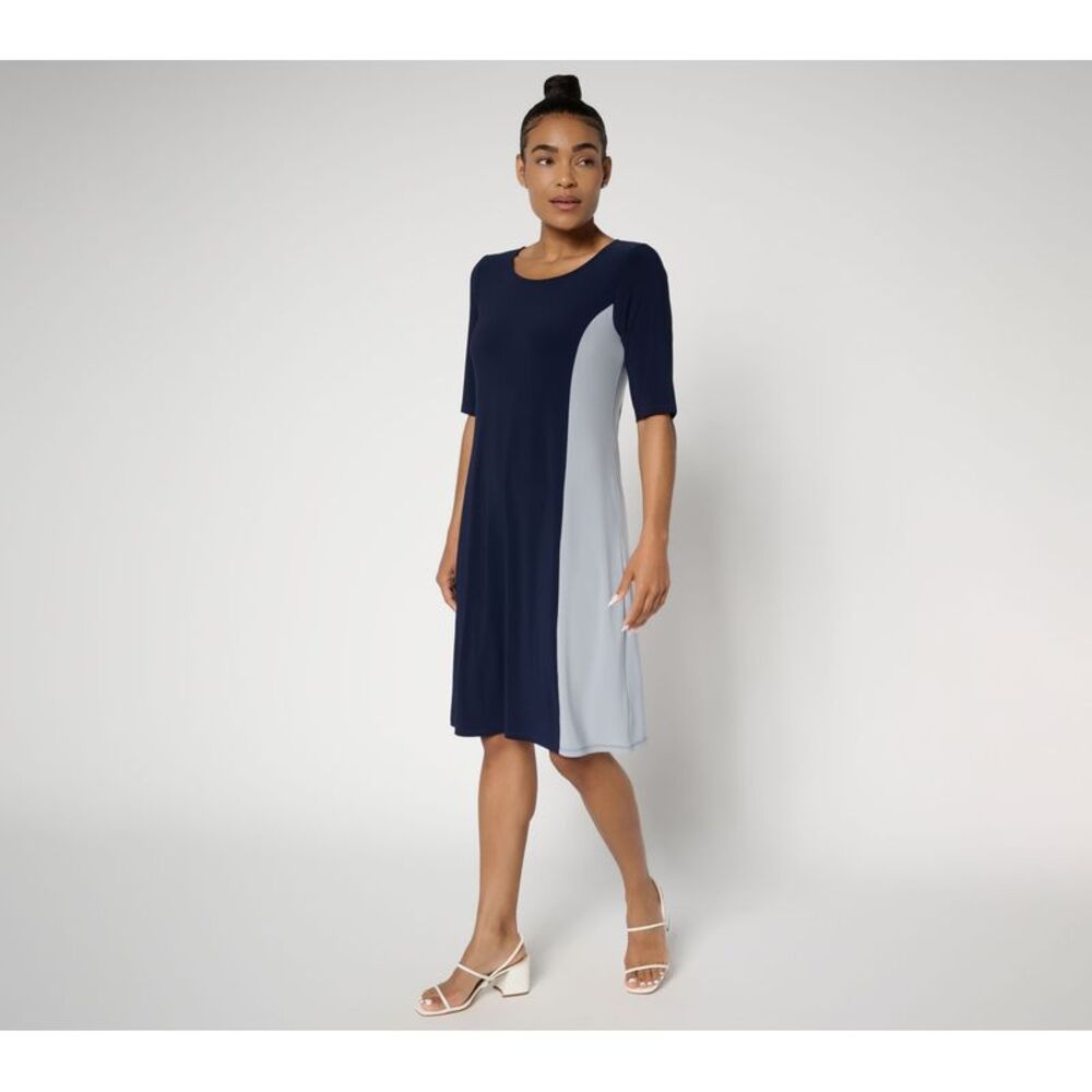 Liberare Women's Dress Sz L La Roma Jersey Color Block Blue A696414